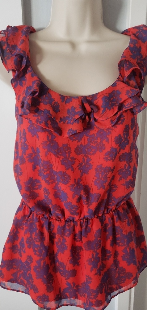 Delishious Red and Orange Ruffled Tank